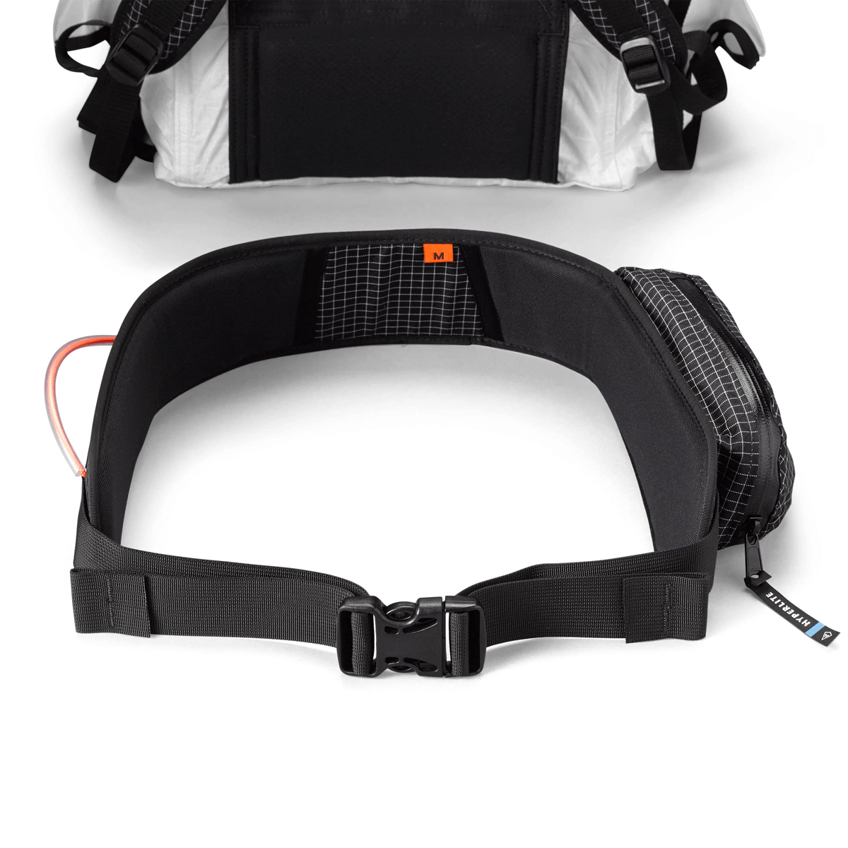 Close up of the Removable/exchangeable GLP hipbelt with pocket and gear loop on the Hyperlite Mountain Gear Halka 70