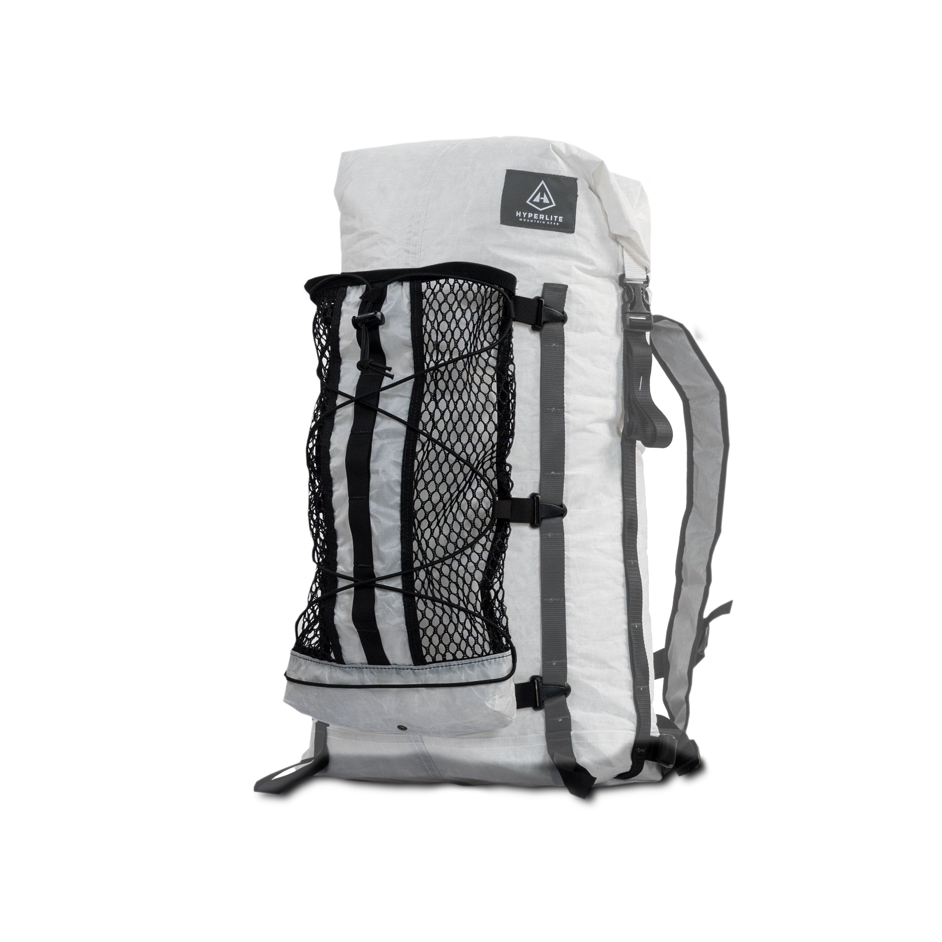 Side shot of Hyperlite Mountain Gear's Summit Stuff Pocket on a backpack