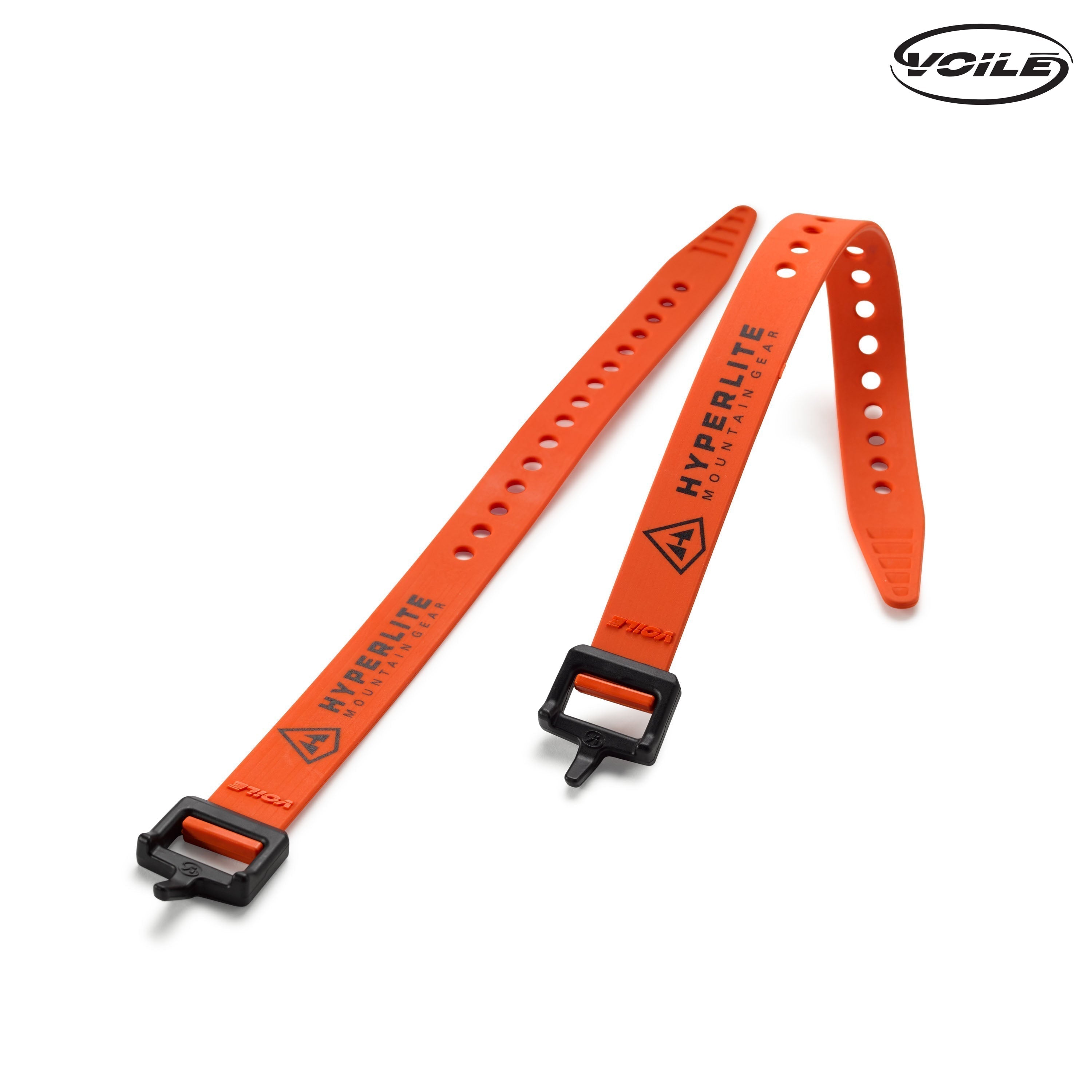 Front view of Hyperlite Mountain Gear's UltaMid Pole Straps in 12" Orange