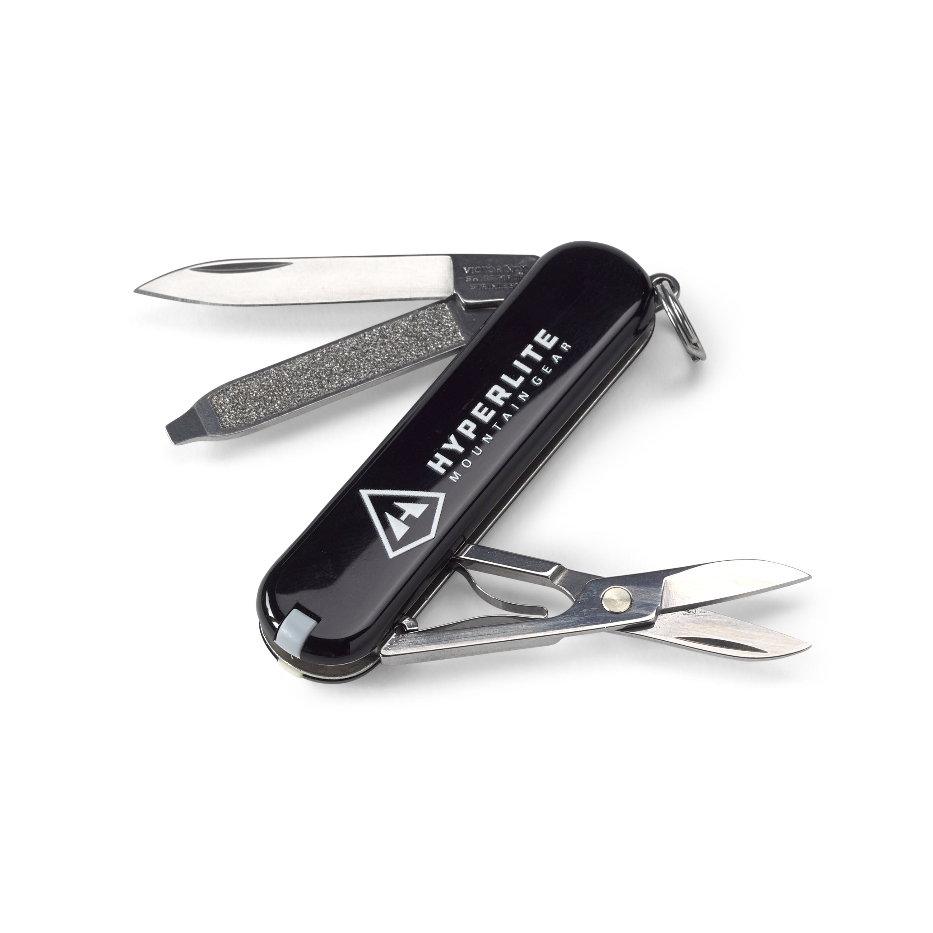 Victorinox Swiss Army Classic SD with the Hyperlite Mountain Gear logo on it