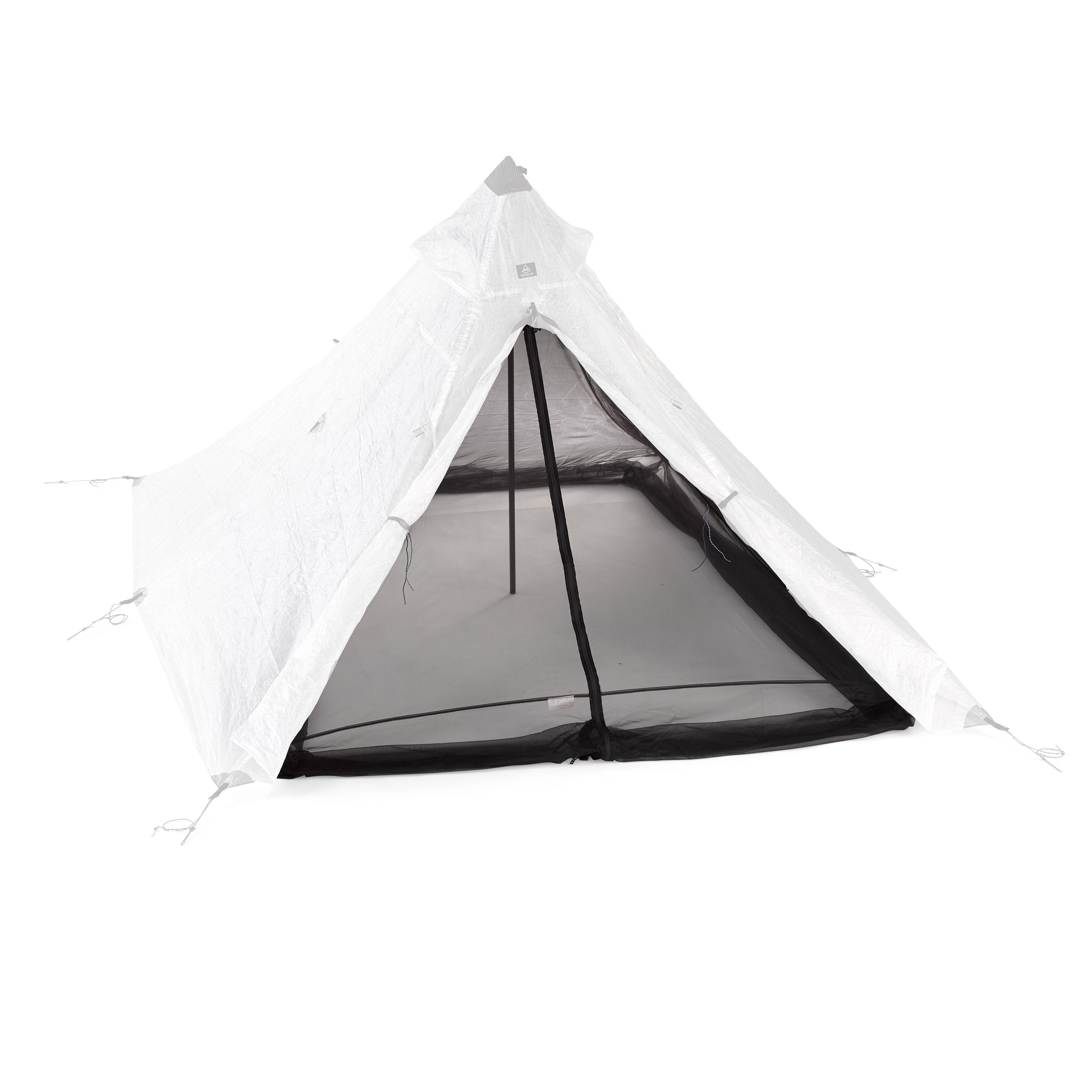 Front view of Hyperlite Mountain Gear's UltaMid 2 Mesh Insert with No Floor in White