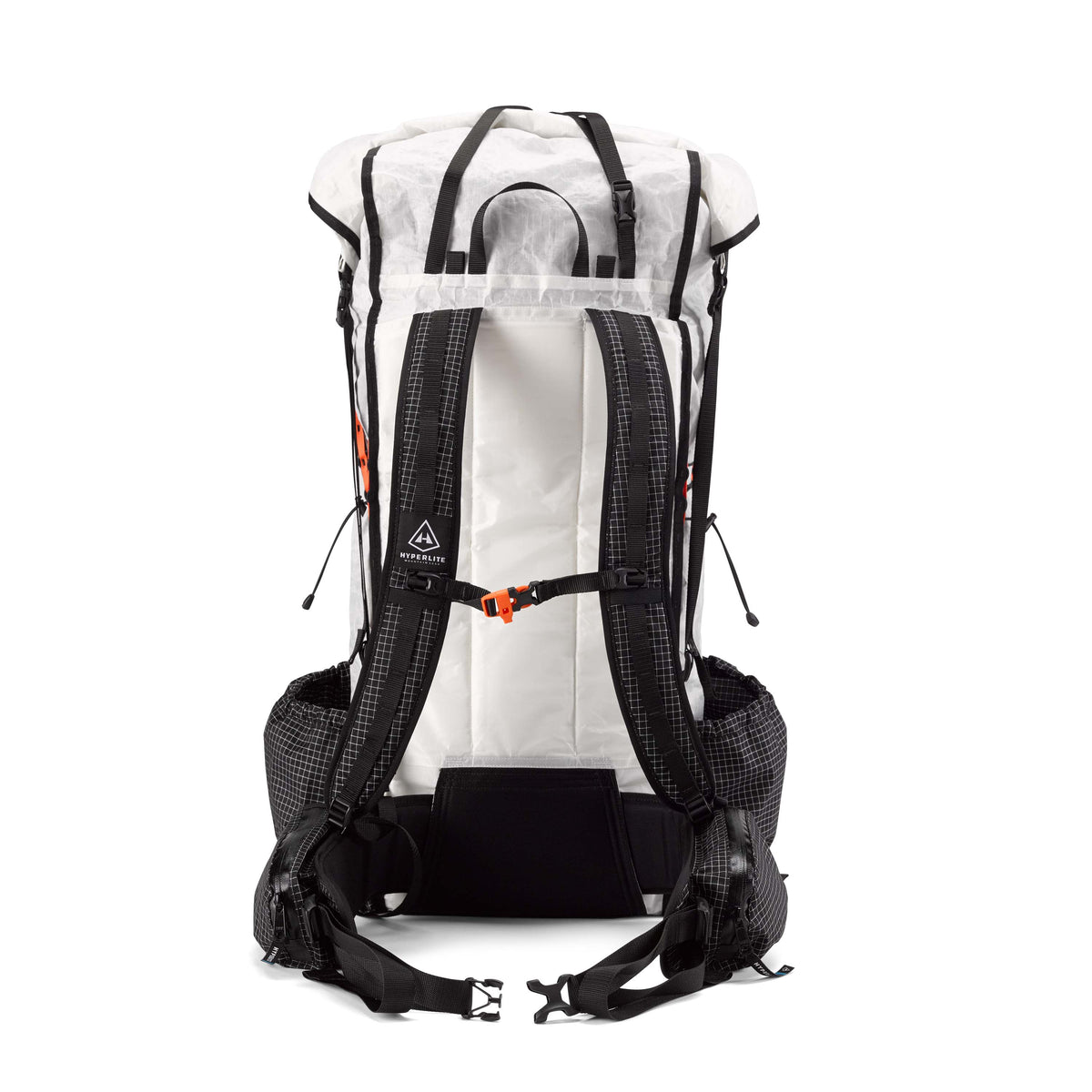 Rear view of the Hyperlite Mountain Gear Unbound 55 showing the shoulder straps made of Hardline with Dyneema® and 3/8" closed cell foam
