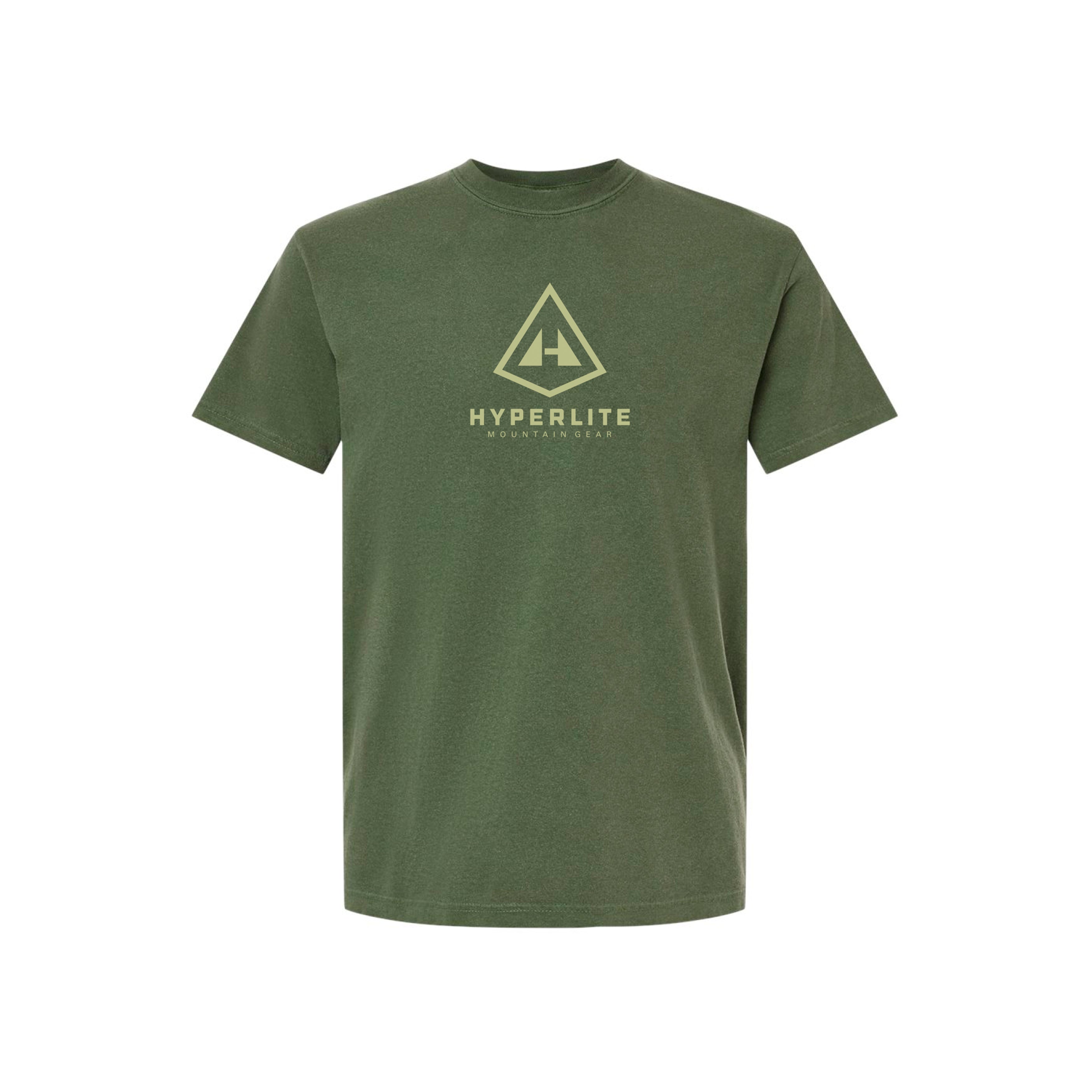 Hemp Green t-shirt with Hyperlite logo on a white background