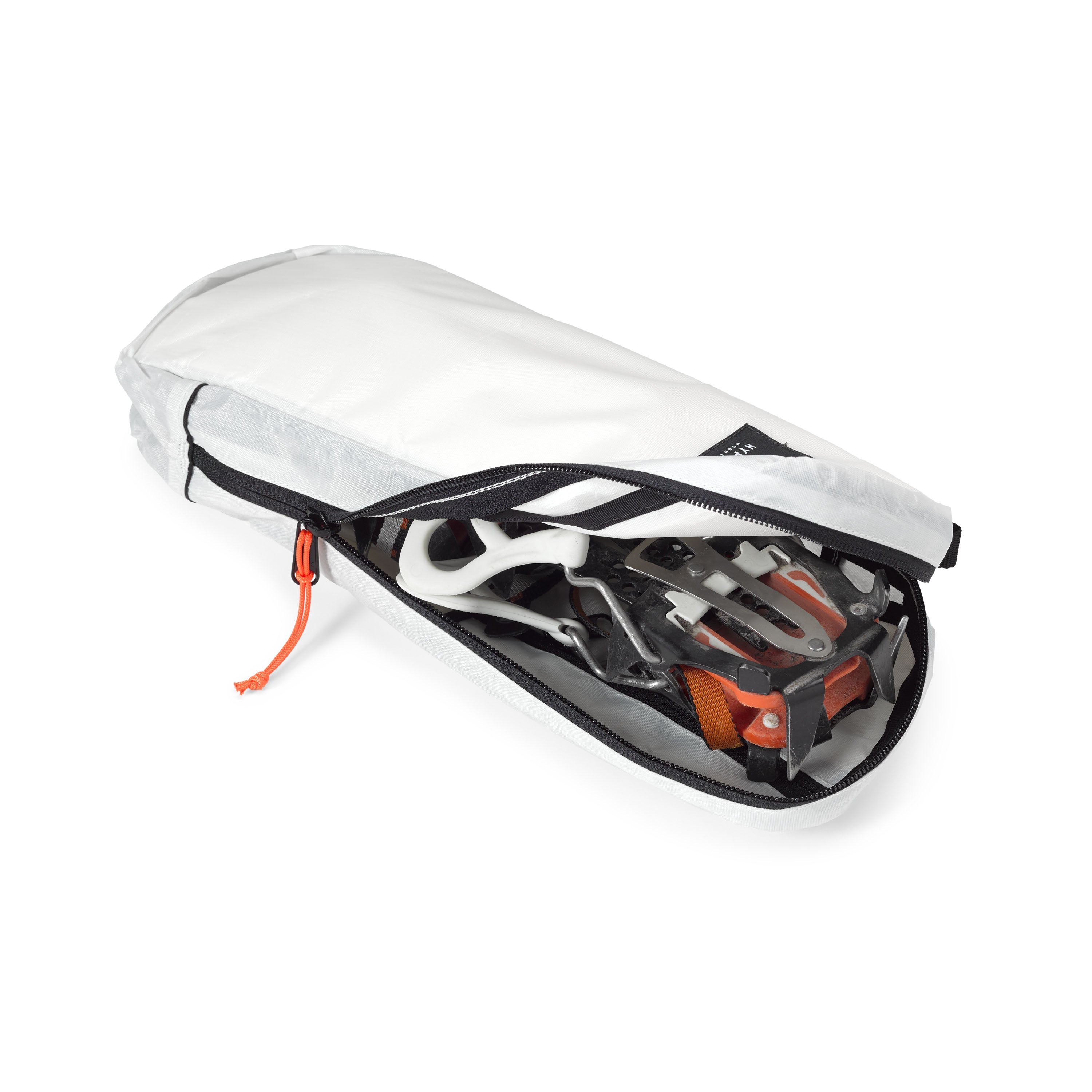 Interior shot of Hyperlite Mountain Gear's Prism Crampon Bag in White