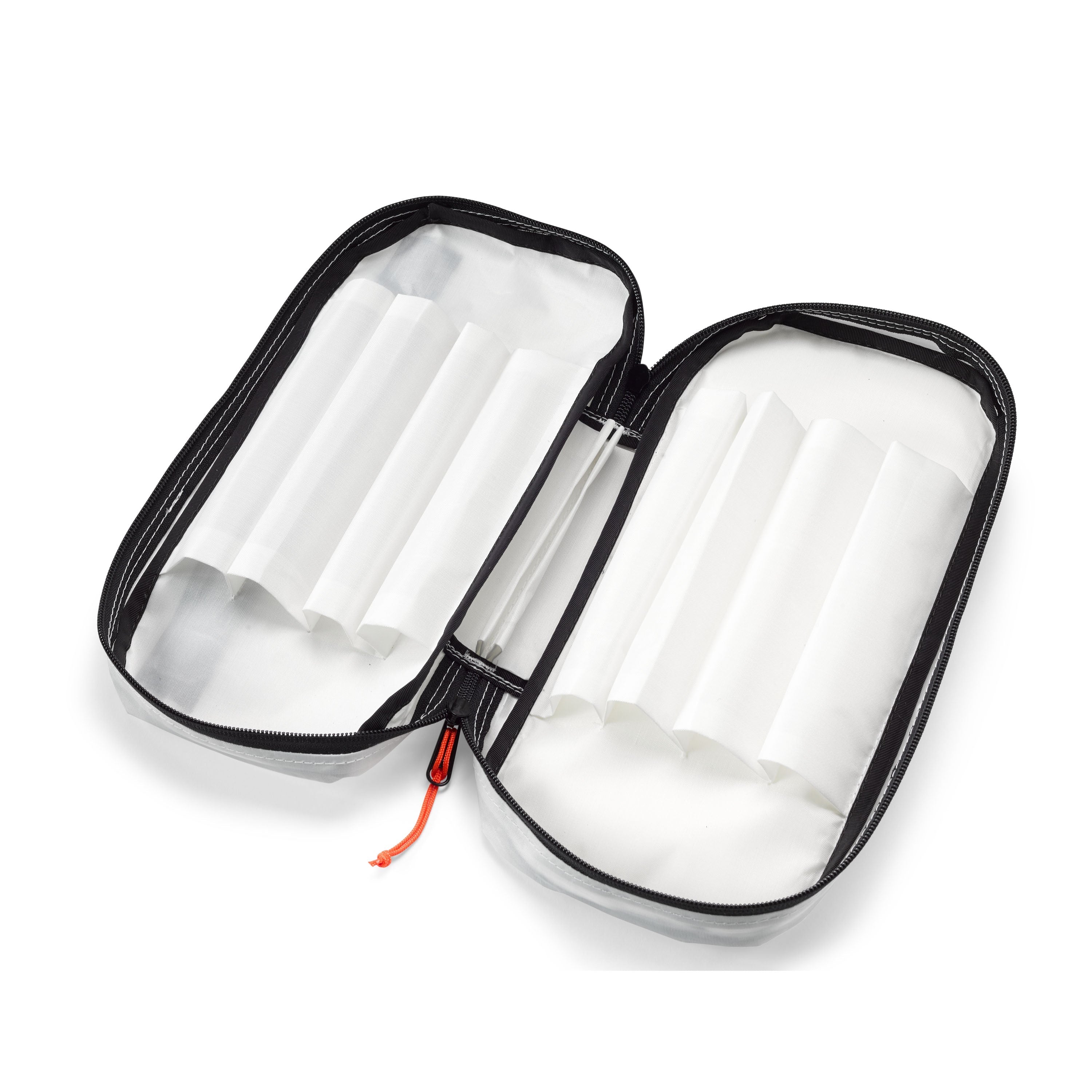 Interior view of Hyperlite Mountain Gear's Prism Ice Screw Case in White