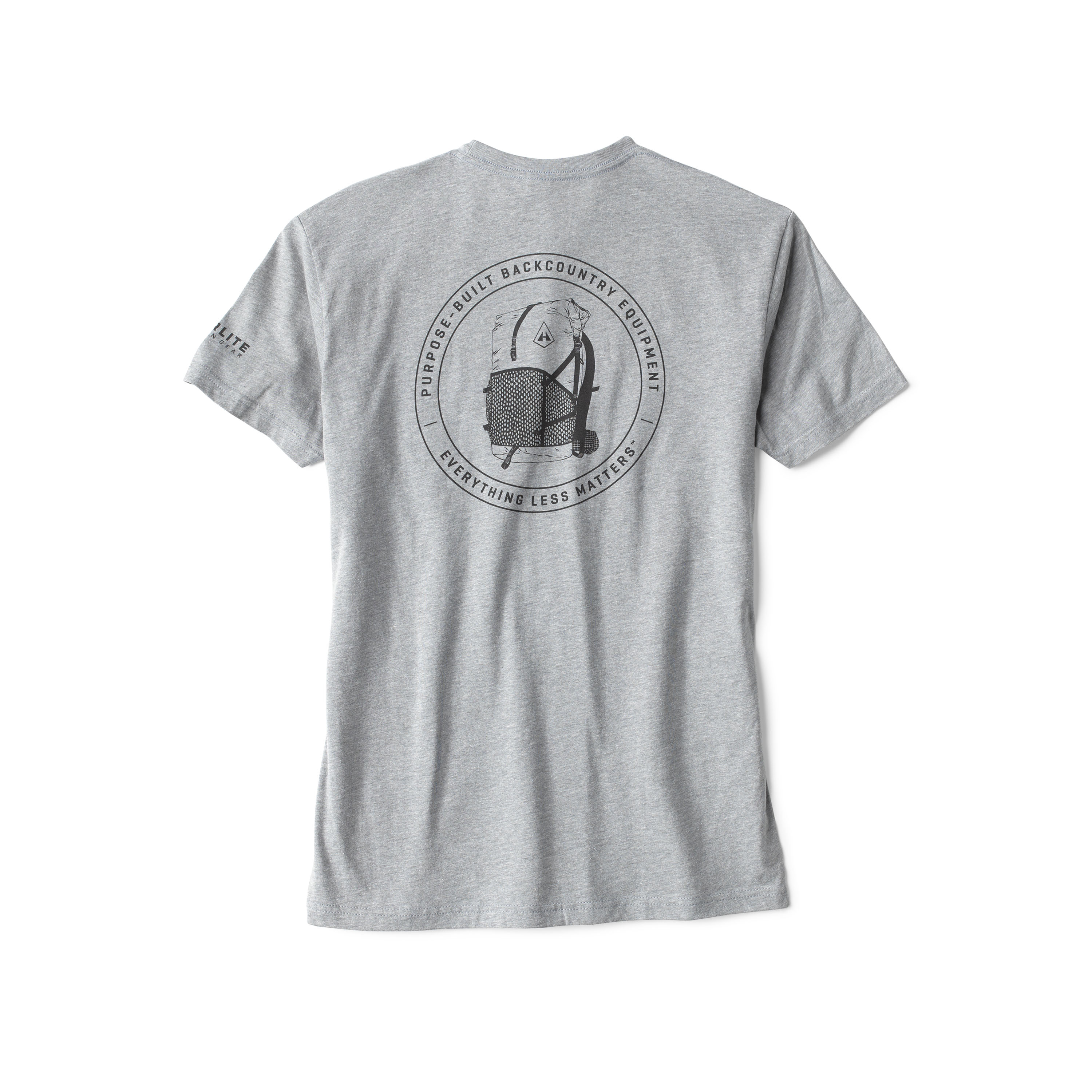 Back view of Hyperlite Mountain Gear's Purpose-Built Tee in Dark Heather Gray