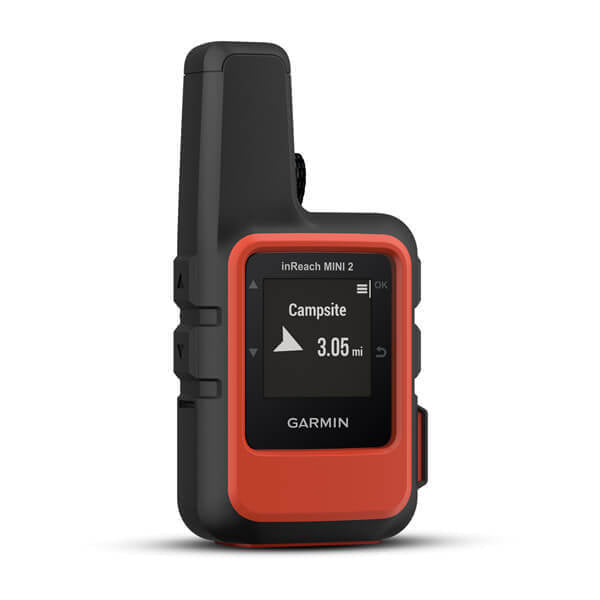 Angled view of the Garmin inReach Mini 2 showcasing the GPS feature using the global Iridium® satellite network