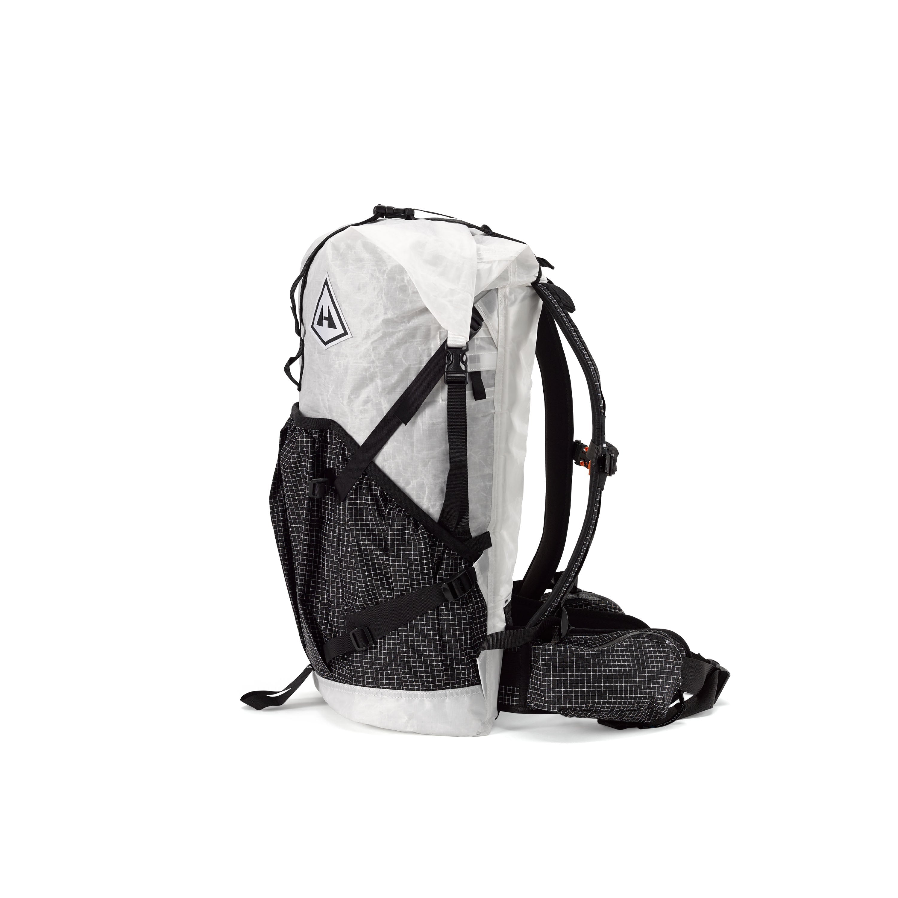 Left side view of Hyperlite Mountain Gear's Southwest 40 Pack in White #Color_White