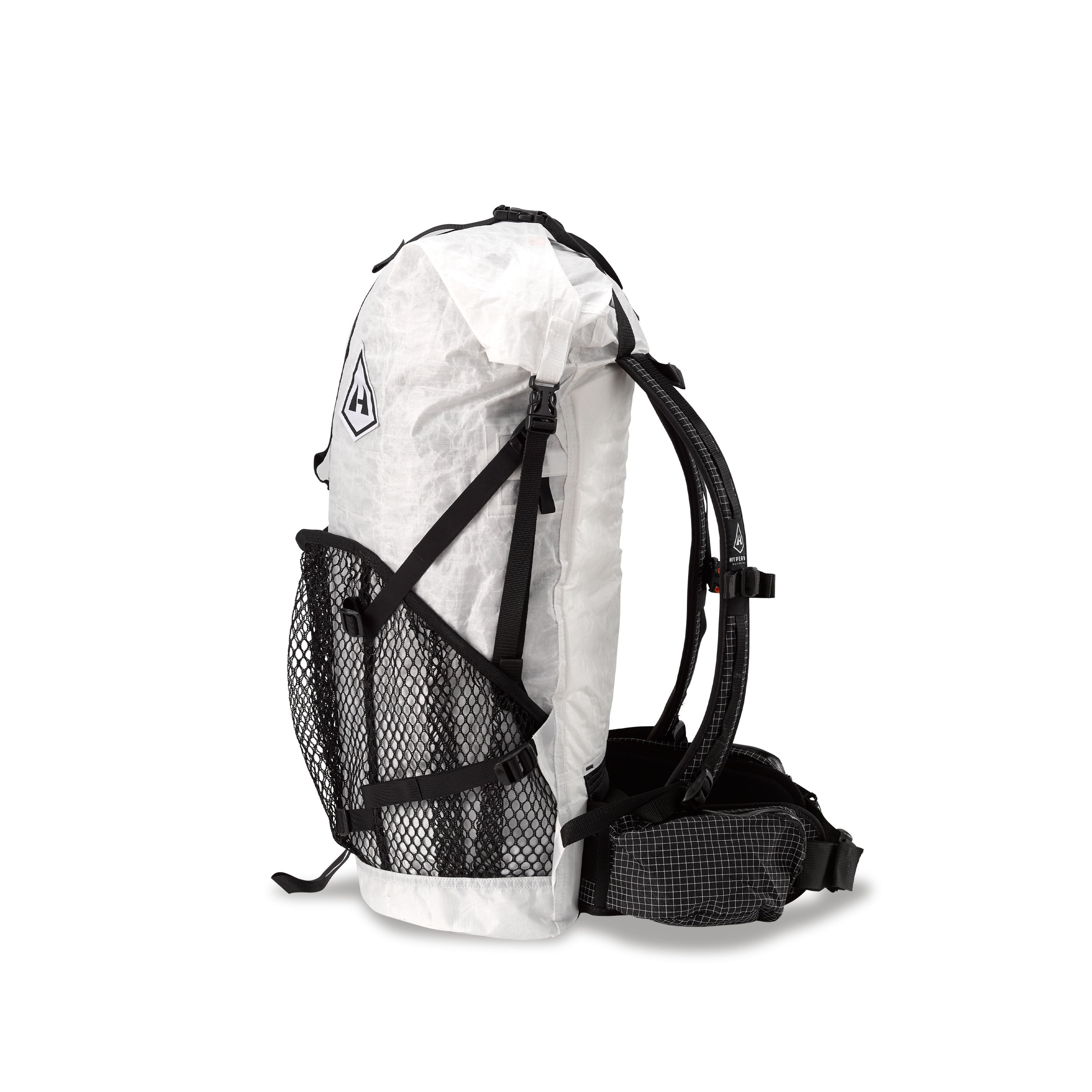 Left side view of Hyperlite Mountain Gear's Windrider 40 Pack in White