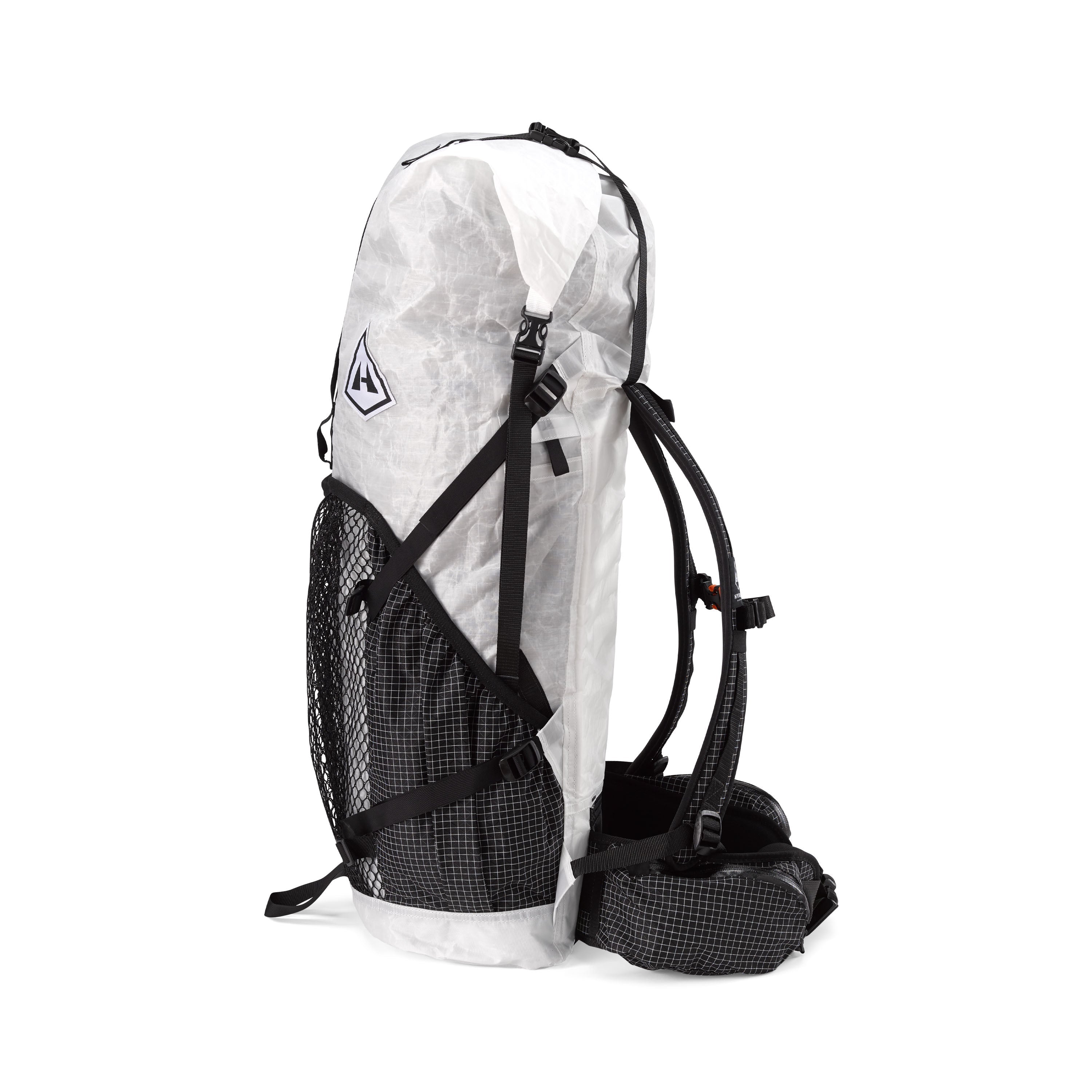 Left side view of Hyperlite Mountain Gear's Junction 55 Pack in White