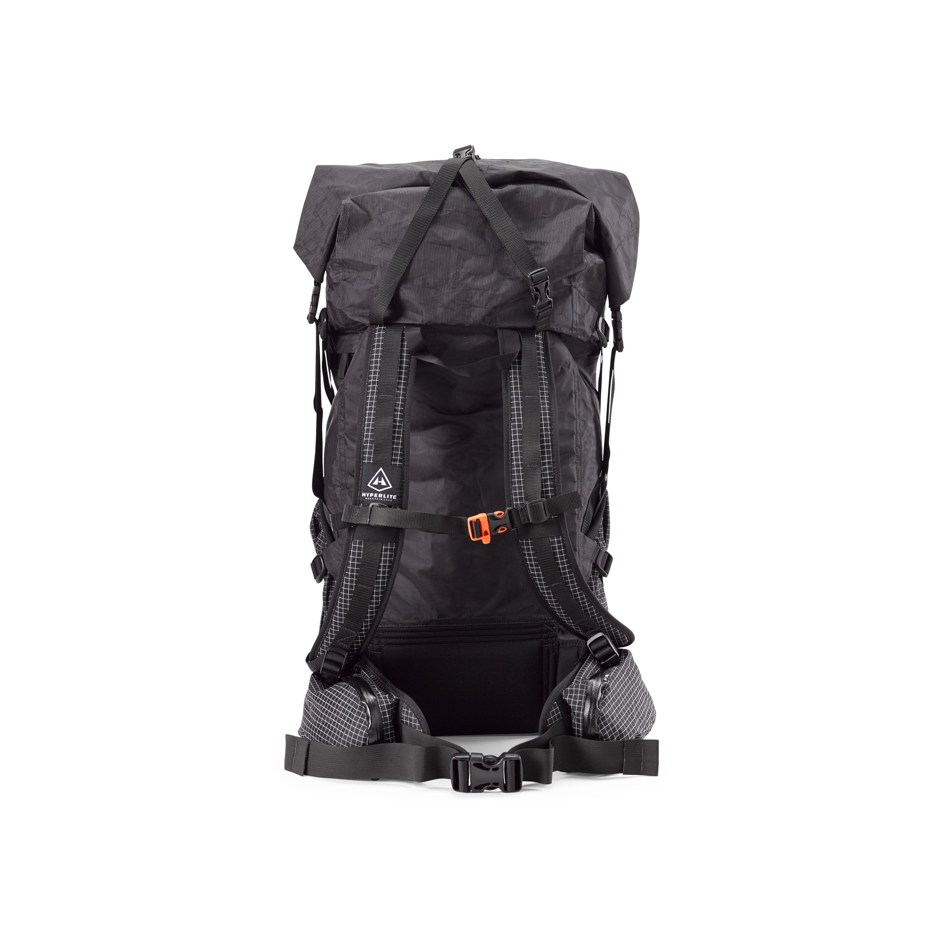 Rear view of the Black Southwest 55 Liter backpack highlighting the strap design #Color_Black