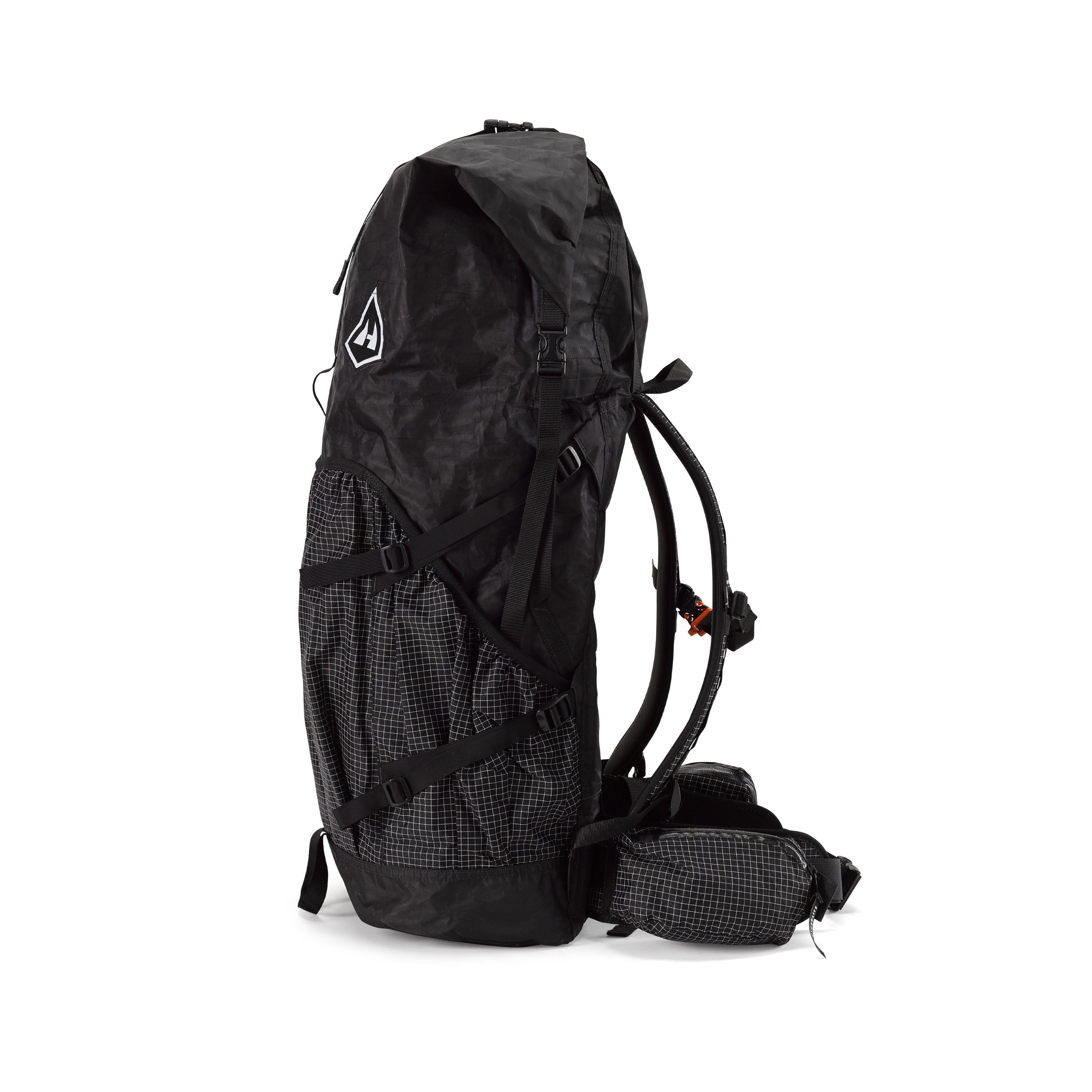 Left side view of Hyperlite Mountain Gear's Southwest 70 Pack in Black #Color_Black