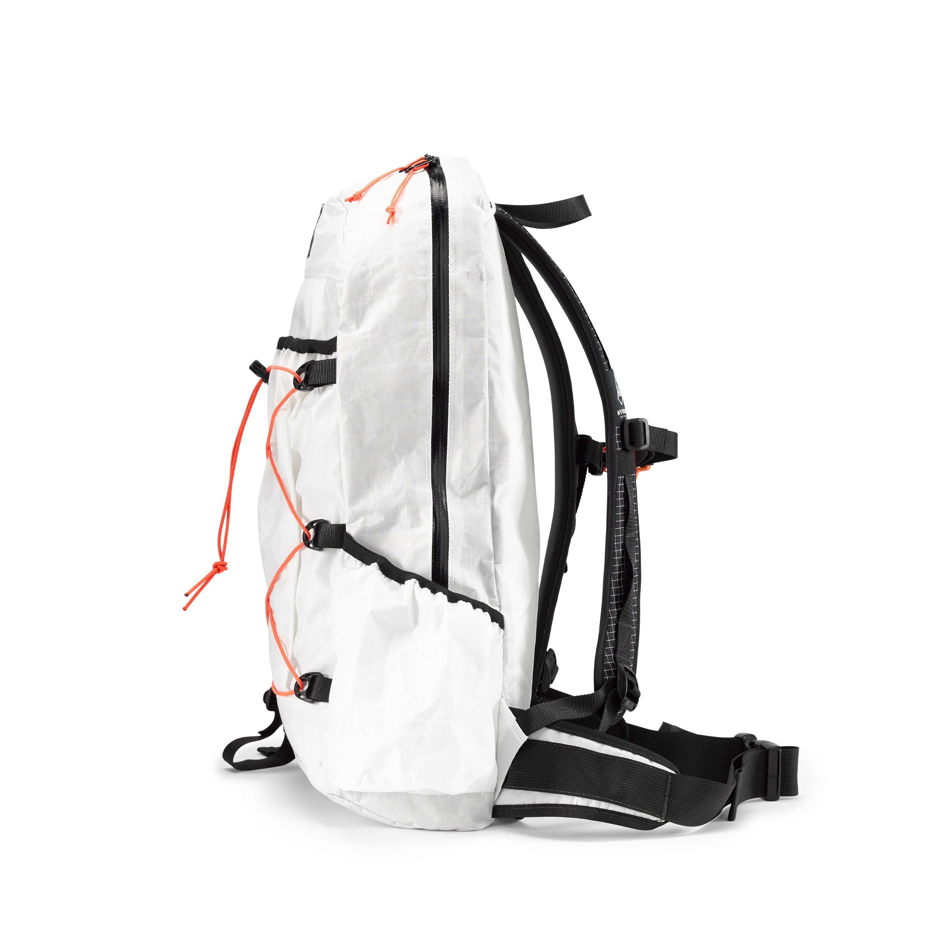 Left side view of Hyperlite Mountain Gear's Daybreak 17 Pack in White